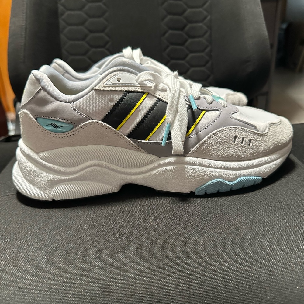 Adidas White and Yellow Athletic Shoes